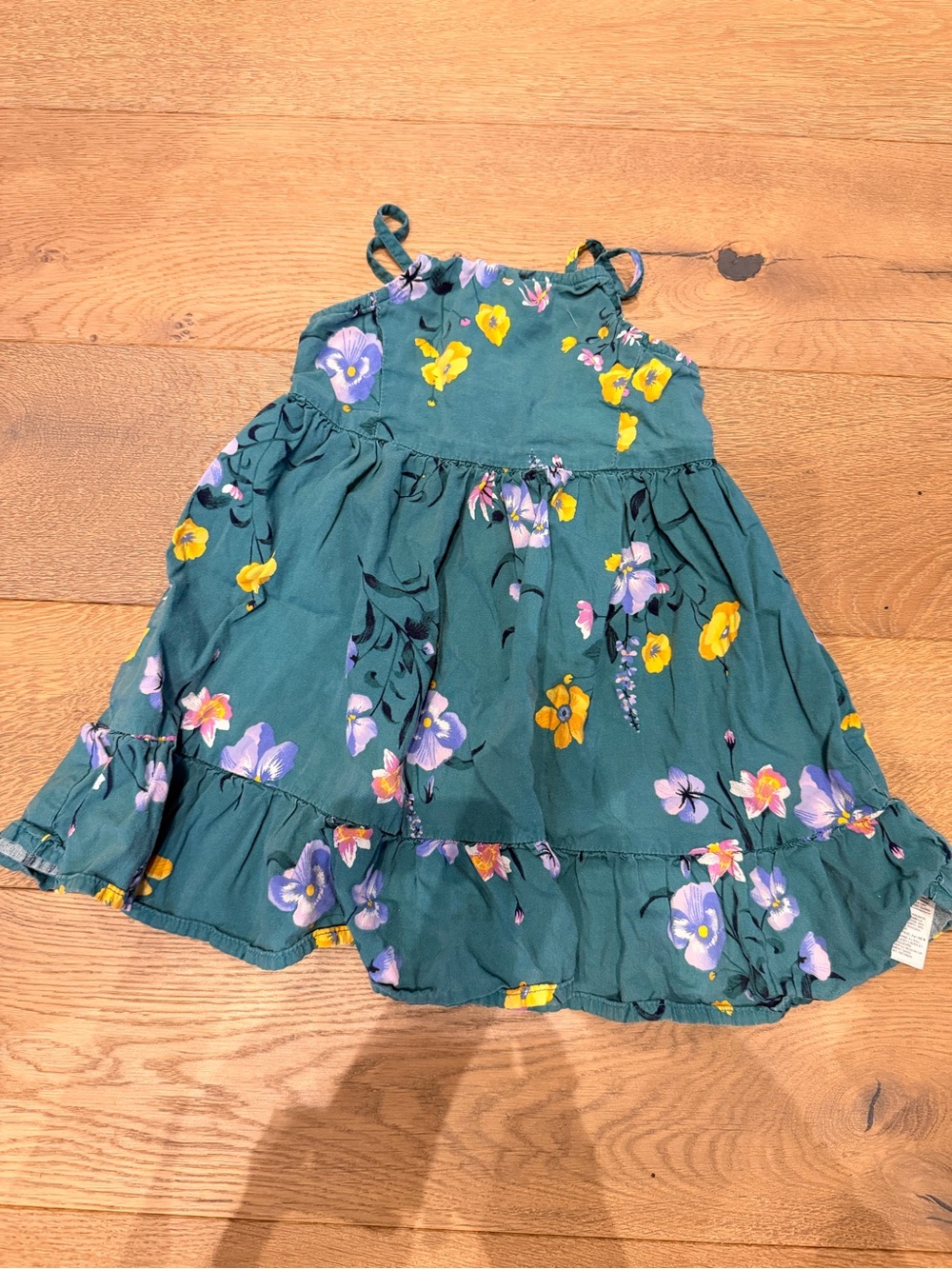Old Navy Teal Floral Sundress with Yellow & Purple Flowers